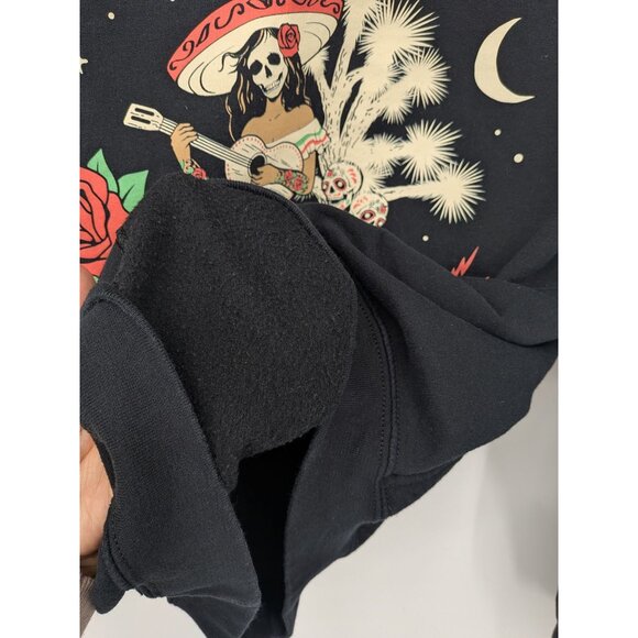 Riot Society Hoodie Size S Fiesta Till Death Skull Rose Pullover Streetwear Y2K - Picture 6 of 8